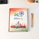 Load image into Gallery viewer, Wooden Diary with Republic Day Theme – Patriotic Gift for Republic Day Celebrations – Eco-friendly Wooden Journal