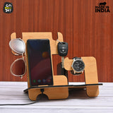 Load image into Gallery viewer, Wooden 5 in 1 Organizer &amp; Mobile Stand Combo | Desk Organizer | Mobile Accessories