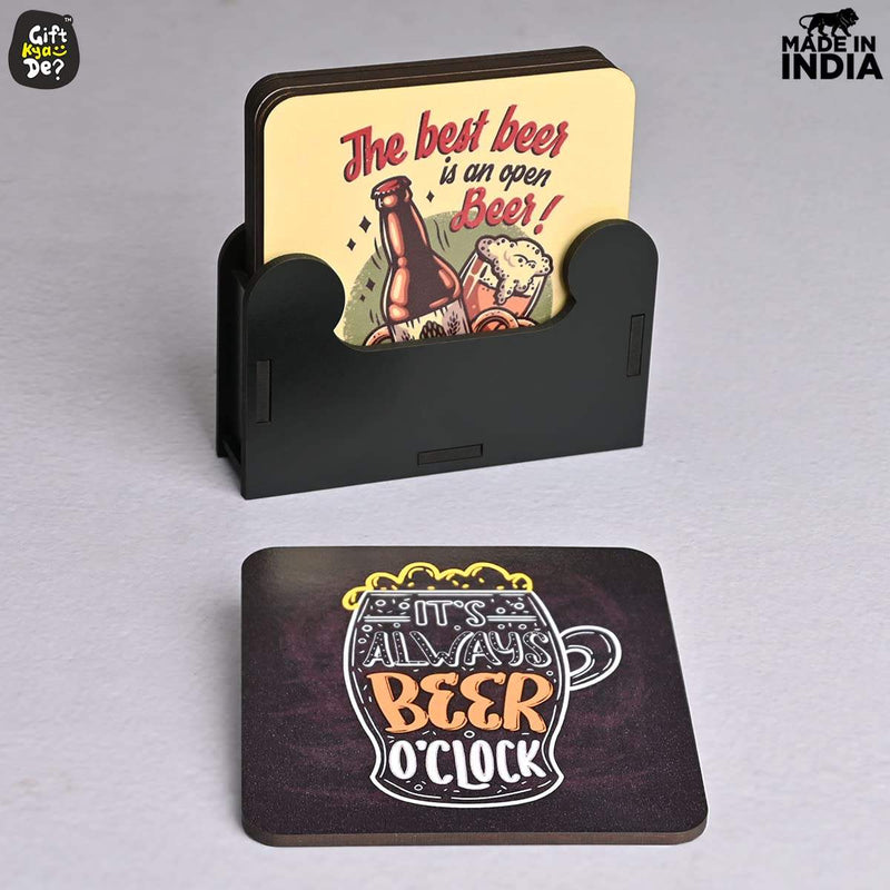 Square Quotes Coaster Set of 6 With Coaster Stand | Quotes Coaster Set fit for Tea Cups and Coffee Mugs Also Coffee Lover Gifts Gift Kya De