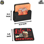 Square Quotes Coaster Set of 6 With Coaster Stand | Quotes Coaster Set fit for Tea Cups and Coffee Mugs Also Coffee Lover Gifts Gift Kya De
