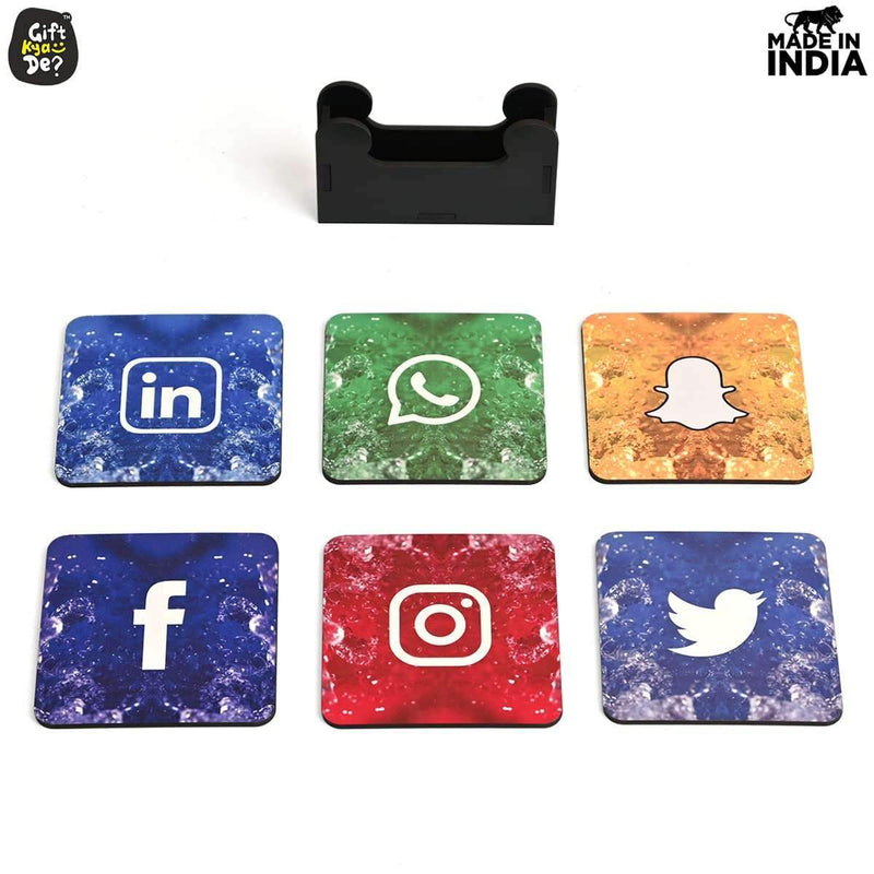 Square Quotes Coaster Set of 6 With Coaster Stand | Quotes Coaster Set fit for Tea Cups and Coffee Mugs Also Coffee Lover Gifts Gift Kya De
