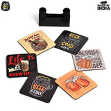 Load image into Gallery viewer, Square Quotes Coaster Set of 6 With Coaster Stand | Quotes Coaster Set fit for Tea Cups and Coffee Mugs Also Coffee Lover Gifts Gift Kya De