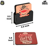 Load image into Gallery viewer, Square Quotes Coaster Set of 6 With Coaster Stand | Quotes Coaster Set fit for Tea Cups and Coffee Mugs Also Coffee Lover Gifts Gift Kya De