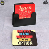 Load image into Gallery viewer, Square Quotes Coaster Set of 6 With Coaster Stand | Quotes Coaster Set fit for Tea Cups and Coffee Mugs Also Coffee Lover Gifts Gift Kya De