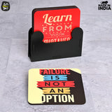 Load image into Gallery viewer, Square Quotes Coaster Set of 6 With Coaster Stand | Quotes Coaster Set fit for Tea Cups and Coffee Mugs Also Coffee Lover Gifts Gift Kya De