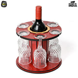 Load image into Gallery viewer, Wine Glass Holder Countertop Organizer Kitchen for 6 Glasses and 1 Wine Bottle, Wine Glass Stand for Dinning Table (Premium) ‎Giftkyade