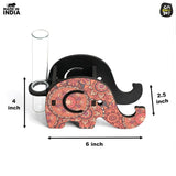 Load image into Gallery viewer, Elephant Shaped Wooden Pen Holder with Test Tube Planter &amp; Mobile Stand | Mandala Art Design | Multifunctional Desk Organizer - Gift Kya De 