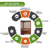 Load image into Gallery viewer, Wooden Corner Pooja Mandir for Home &amp; Office | Wall Mounted Pooja Stand with LED Light (H-17 x W-10 x L-15 Inch)