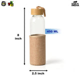 Load image into Gallery viewer, Glass Water Bottle with Bamboo Spill-Proof Cap &amp; Jute Sleeve 450 ML | Eco-Friendly &amp; Reusable | BPA Free | Leak-Proof | Travel Friendly | Made in India