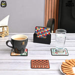 Square Quotes Coaster Set of 6 With Coaster Stand | Quotes Coaster Set fit for Tea Cups and Coffee Mugs Also Coffee Lover Gifts Gift Kya De