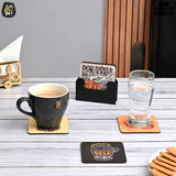 Load image into Gallery viewer, Square Quotes Coaster Set of 6 With Coaster Stand | Quotes Coaster Set fit for Tea Cups and Coffee Mugs Also Coffee Lover Gifts Gift Kya De