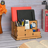 Load image into Gallery viewer, 4 Compartment Desk Organizer With Clock &amp; Calendar With Test Tube Planter Combo | Corporate Gift ‎Gift Kya De