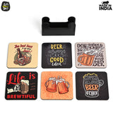 Load image into Gallery viewer, Square Quotes Coaster Set of 6 With Coaster Stand | Quotes Coaster Set fit for Tea Cups and Coffee Mugs Also Coffee Lover Gifts Gift Kya De