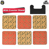 Load image into Gallery viewer, Square Coaster Set of 6 with Proper Coaster Stand | Designer Coaster Set fit for Tea Cups, Coffee Mugs and Glasses