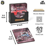 Load image into Gallery viewer, Coaster Set of 6 Bullet Bike &amp; Thar Car Lover | Gifts with Proper Coaster Stand | Set fit for Tea Cups, Coffee Mugs and Glasses (Square 3.8 X 3.8 Inch) giftkyade