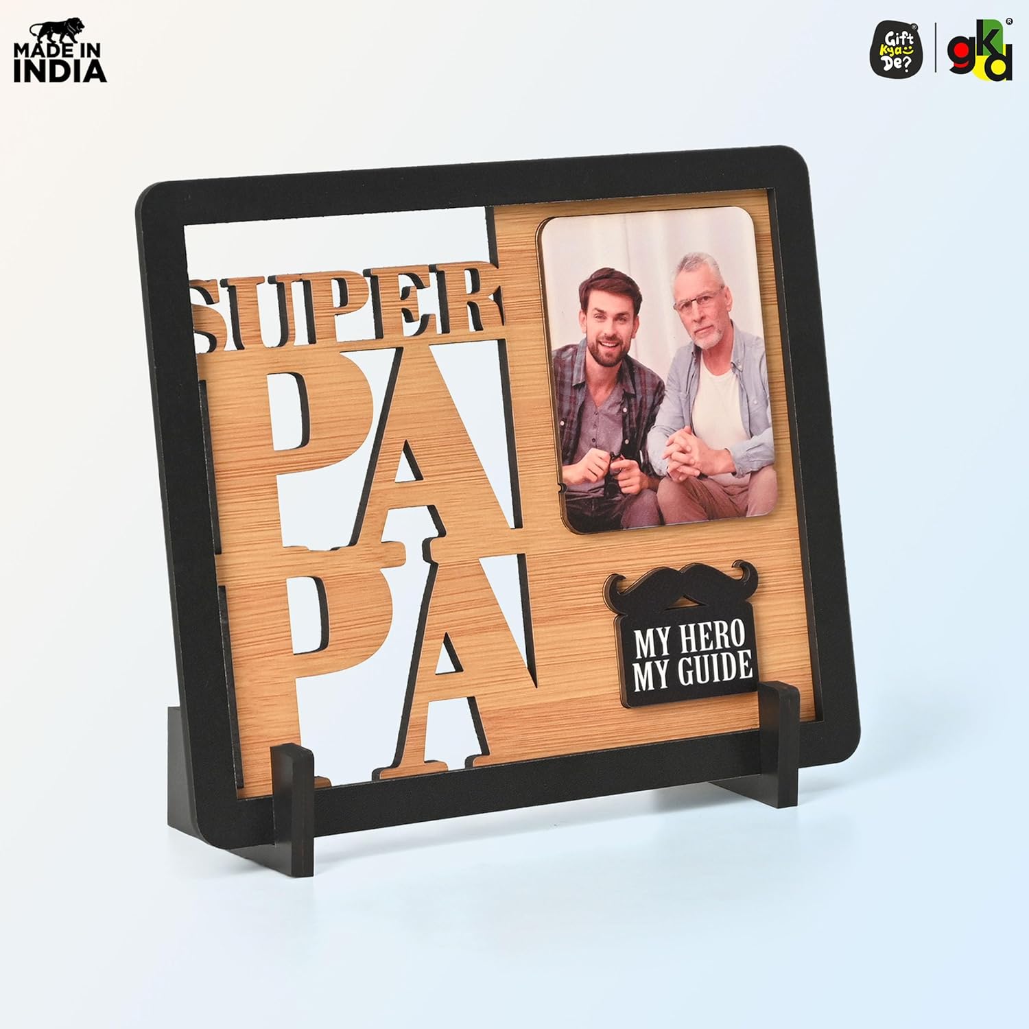Super Papa Personalized Photo Frame for Father – Wooden Photo Frame Table Top Father’s Day Gift, Dad Birthday Gift, Gifts for Papa