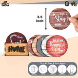 Load image into Gallery viewer, Home Quotes Wooden Coaster Set Of 6 With Stand – Perfect for Tea &amp; Coffee Mugs