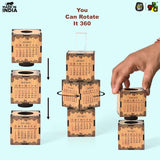 Load image into Gallery viewer, 3-Cube Wooden Desk Calendar 2025 with Test Tube Planter | Desk Organizer for Home, Office &amp; Corporate Gifting