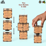 Load image into Gallery viewer, 3-Cube Wooden Desk Calendar 2025 with Test Tube Planter | Desk Organizer for Home, Office &amp; Corporate Gifting