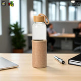 Load image into Gallery viewer, Glass Water Bottle with Bamboo Spill-Proof Cap &amp; Jute Sleeve 450 ML | Eco-Friendly &amp; Reusable | BPA Free | Leak-Proof | Travel Friendly | Made in India