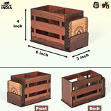 Load image into Gallery viewer, Wooden Cutlery Holder with 3 Compartments &amp; 4 Designer Coasters | Multipurpose Utensil, Tissue &amp; Spoon Stand | Table Organiser for Home, Kitchen, Office