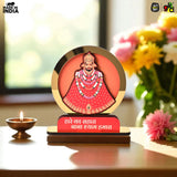 Load image into Gallery viewer, Khatu Shyam Ji Showpiece for Home Mandir | Wooden Idol with Golden Acrylic | Spiritual Gift