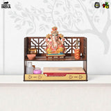 Load image into Gallery viewer, Aastha Compact Wooden Pooja Mandir for Home &amp; Office | Small Table Top &amp; Wall Mounted Wooden Temple Stand with Golden Acrylic Elegance (H-8 x L-12 x W-5.5 Inch)