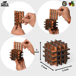 3D Wooden Interlocking Puzzle Cube | Brain Teaser IQ Game | Educational & Logical Thinking Game for Kids & Adults | 3x3 Inch