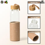 Load image into Gallery viewer, Glass Water Bottle with Bamboo Spill-Proof Cap &amp; Jute Sleeve 450 ML | Eco-Friendly &amp; Reusable | BPA Free | Leak-Proof | Travel Friendly | Made in India