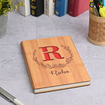 Personalized Wooden Diary with Custom Alphabet & Name | Premium Wooden Cover Journal | 6 x 8 Inch