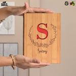 Personalized Wooden Diary with Custom Alphabet & Name | Premium Wooden Cover Journal | 6 x 8 Inch