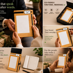 Wooden Smart Diary with Window White Board & Marker | A5 Notebook with Mobile & Pen Stand | Personal Use, Office & Corporate Gift