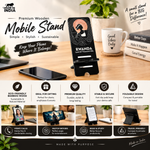 Custom Dual-Side Printed Wooden Mobile Stand – 3-Step Adjustable Phone Holder