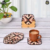 Load image into Gallery viewer, Coaster Set of 6 Chevron Design | Wooden Coasters With Coaster Stand | Kitchen Accessories (Ecofriendly)