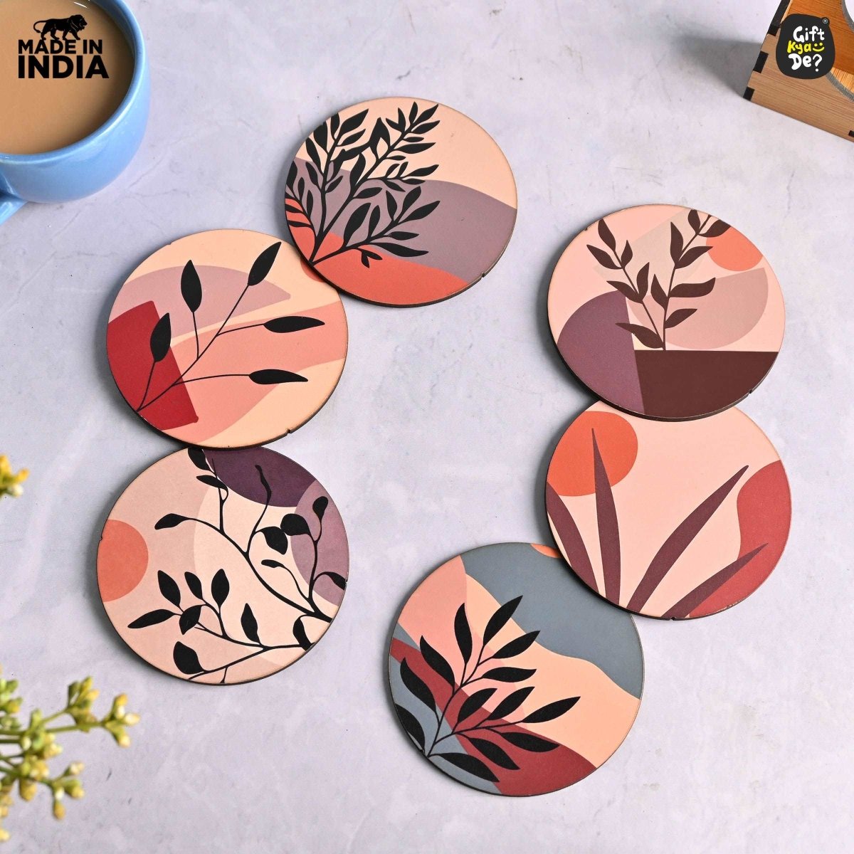 Coaster Set of Modern Art Design Buy Wooden Coasters Online