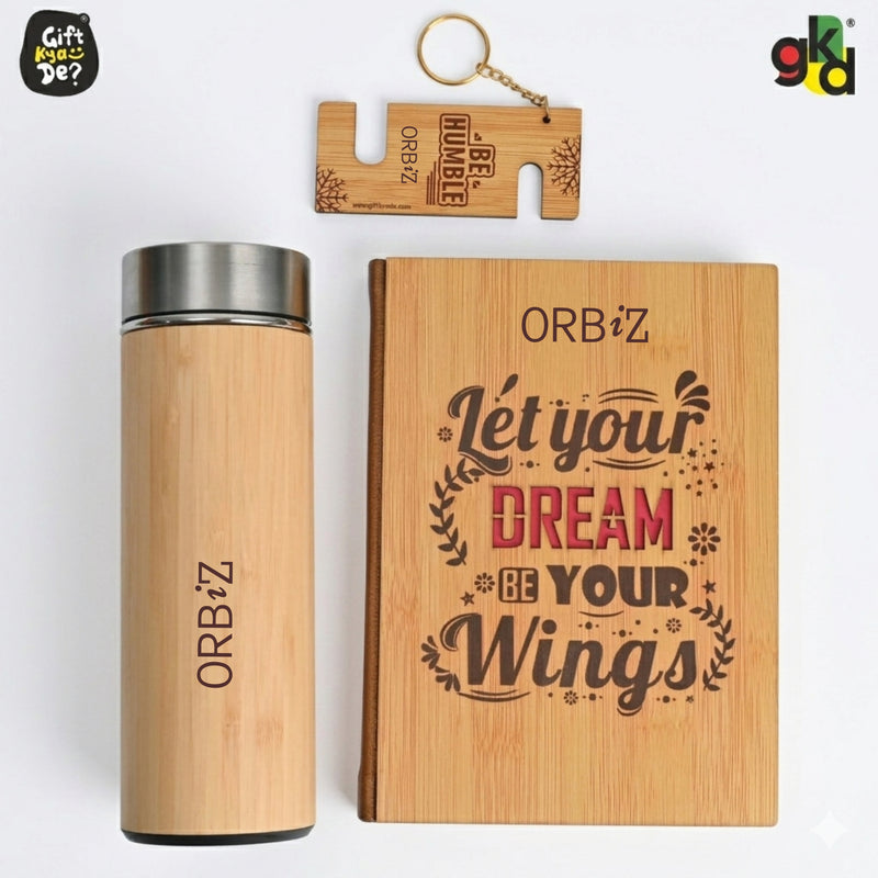 Diary, Bamboo Bottle, and Key Chain | Eco-Friendly Gift Hamper | Perfect For Corporate Gift