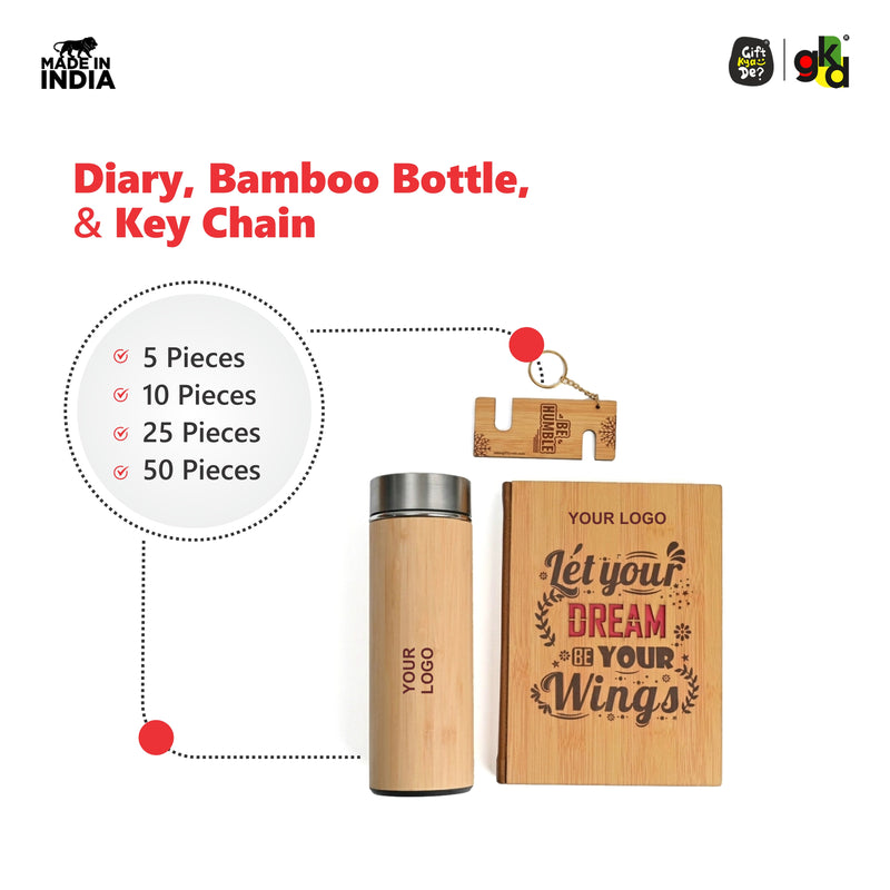 Diary, Bamboo Bottle, and Key Chain | Eco-Friendly Gift Hamper | Perfect For Corporate Gift