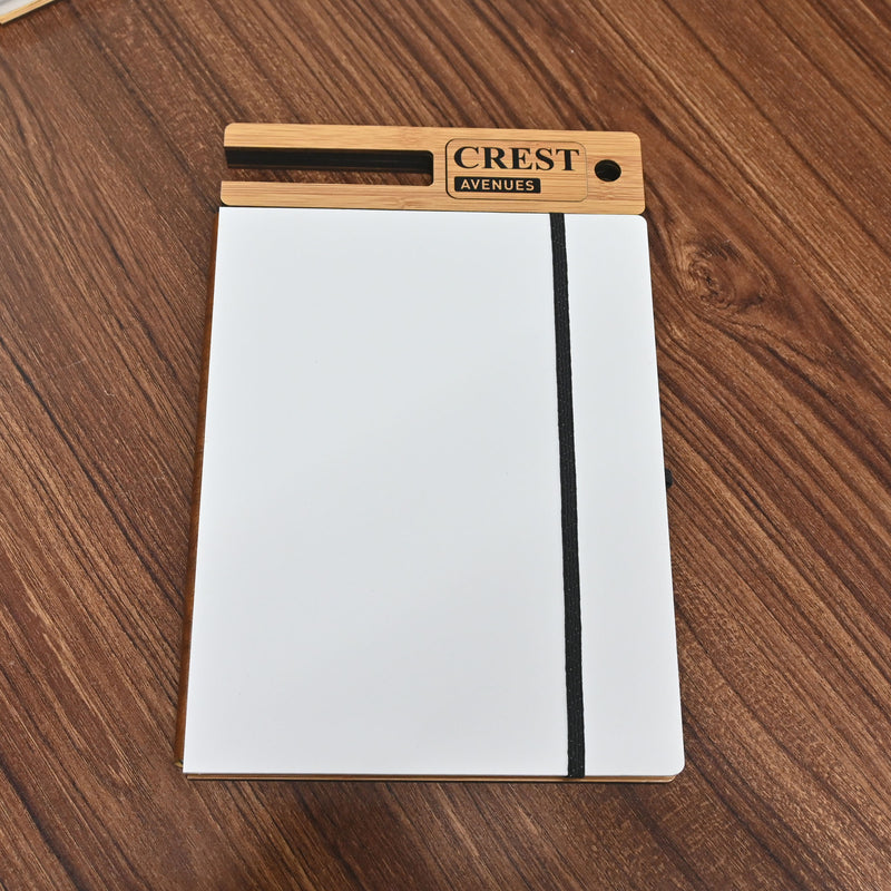 Wooden Smart Diary with White Board & Marker | A5 Notebook with Mobile & Pen Stand | Personal Use, Office & Corporate Gift
