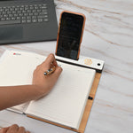Wooden Smart Diary with White Board & Marker | A5 Notebook with Mobile & Pen Stand | Personal Use, Office & Corporate Gift