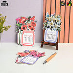 Floral Desk Calendar 2026 | Paper Calendar with Wooden Stand | Perfect for Home & Workspaces