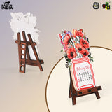 Load image into Gallery viewer, Floral Desk Calendar 2026 | Paper Calendar with Wooden Stand | Perfect for Home &amp; Workspaces