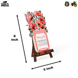Load image into Gallery viewer, Floral Desk Calendar 2026 | Paper Calendar with Wooden Stand | Perfect for Home &amp; Workspaces