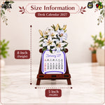 Floral Desk Calendar 2027 | Paper Calendar with Wooden Stand | Perfect for Home & Workspaces