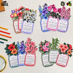 Floral Desk Calendar 2027 | Paper Calendar with Wooden Stand | Perfect for Home & Workspaces
