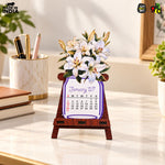 Floral Desk Calendar 2027 | Paper Calendar with Wooden Stand | Perfect for Home & Workspaces