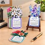 Floral Desk Calendar 2027 | Paper Calendar with Wooden Stand | Perfect for Home & Workspaces