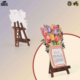Load image into Gallery viewer, Floral Desk Calendar 2025 | Paper Calendar with Wooden Stand | Perfect for Home &amp; Workspaces