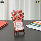 Load image into Gallery viewer, Floral Desk Calendar 2025 | Paper Calendar with Wooden Stand | Perfect for Home &amp; Workspaces