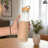 Load image into Gallery viewer, Glass Water Bottle with Bamboo Spill-Proof Cap &amp; Jute Sleeve 450 ML | Eco-Friendly &amp; Reusable | BPA Free | Leak-Proof | Travel Friendly | Made in India
