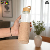 Load image into Gallery viewer, Glass Water Bottle with Bamboo Spill-Proof Cap &amp; Jute Sleeve 450 ML | Eco-Friendly &amp; Reusable | BPA Free | Leak-Proof | Travel Friendly | Made in India